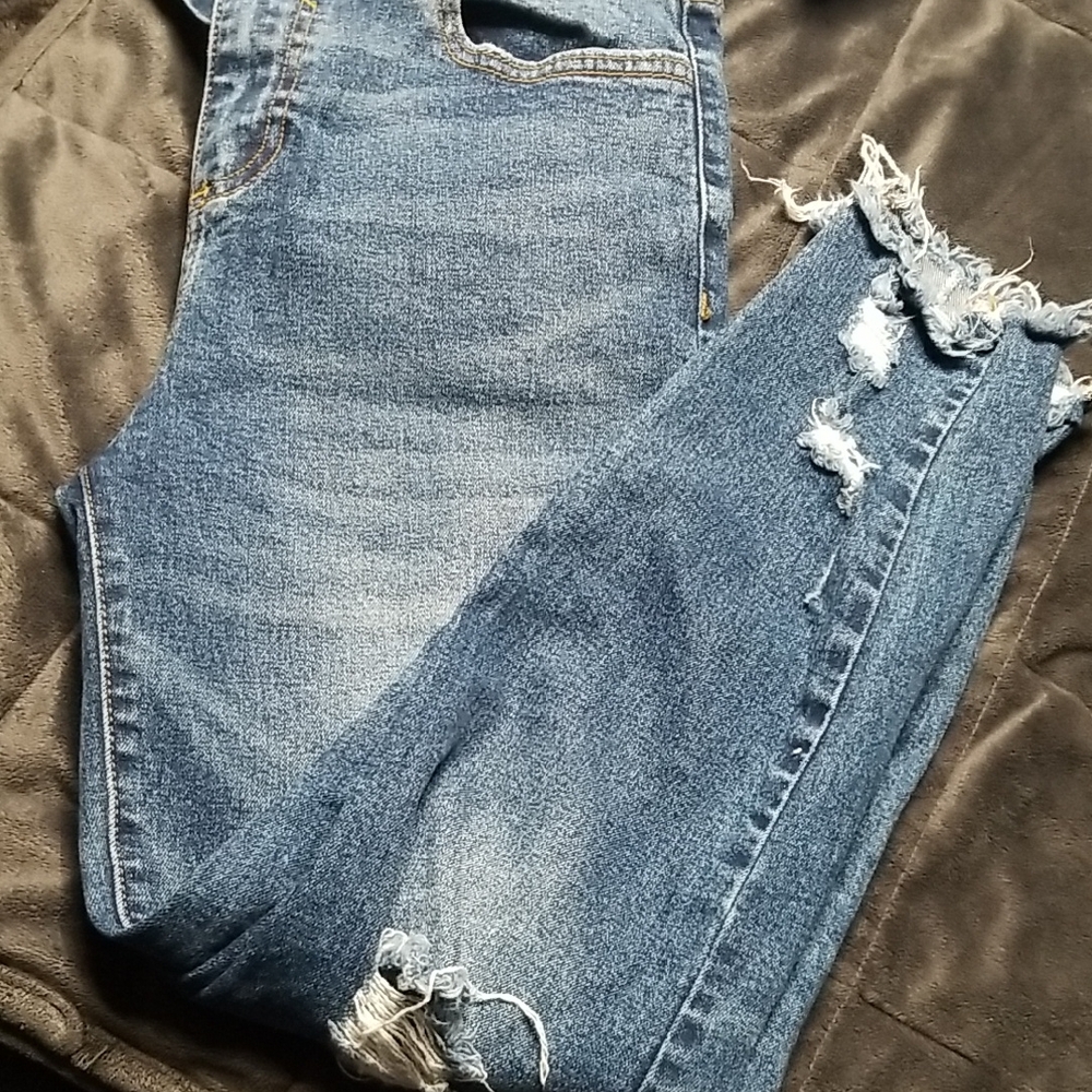 Cello Blue Distressed Skinny Jeans